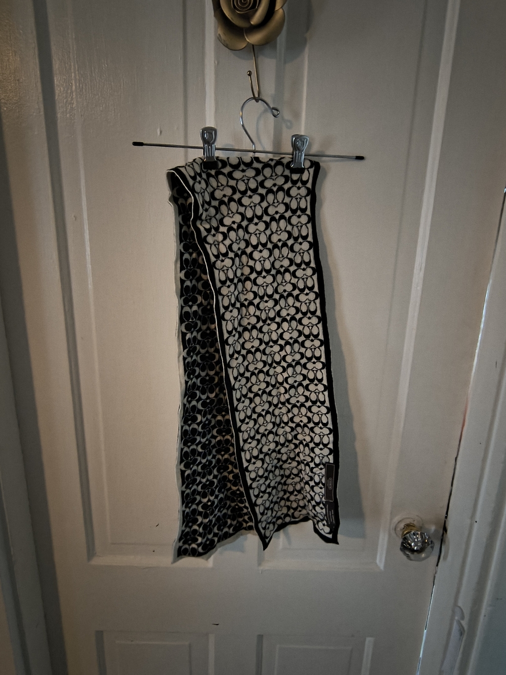 Coach Black and White Signature Logo Scarf